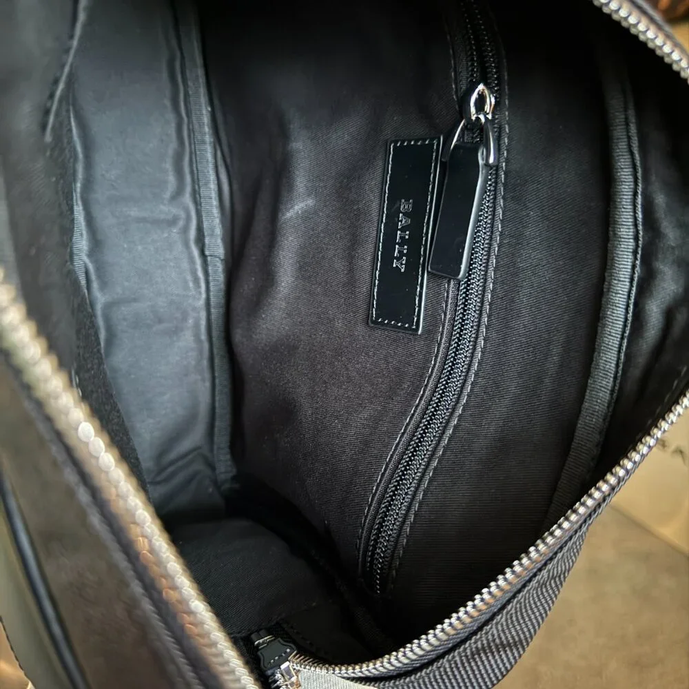 Bally Black Canvas Men's/Unisex Crossbody With Signature Bally Stripe, NWT